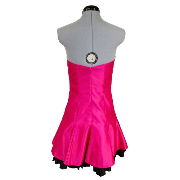 JESSICA MCCLINTOCK Gunne Sax VTG Sz 5 Pink Mini Dress Strapless Party Tulle 90s - Picture 3 of 4